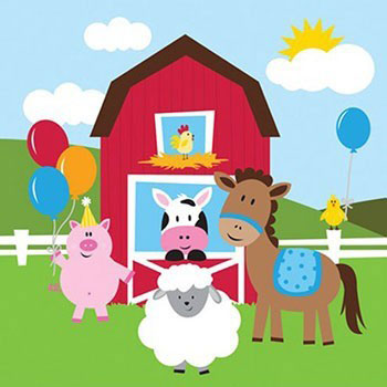 Decorate your birthday party venue like a barn filled with many farm animals... Cute animals pig, sheep, cow and horses to celebrate your birthday party