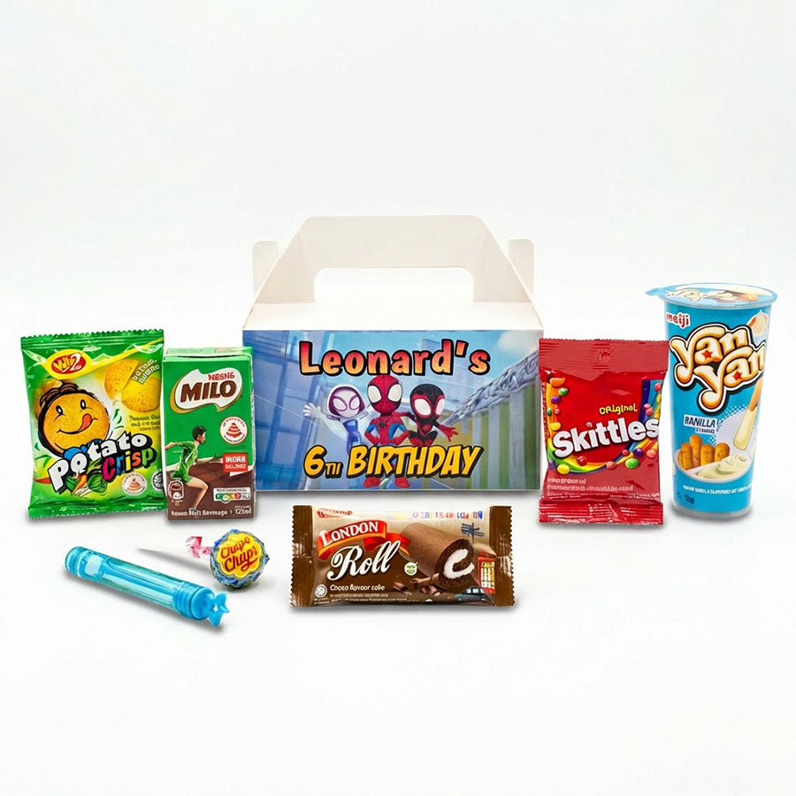 Custom Amazing Spidey & His Friends Treat Box with Snack Favours