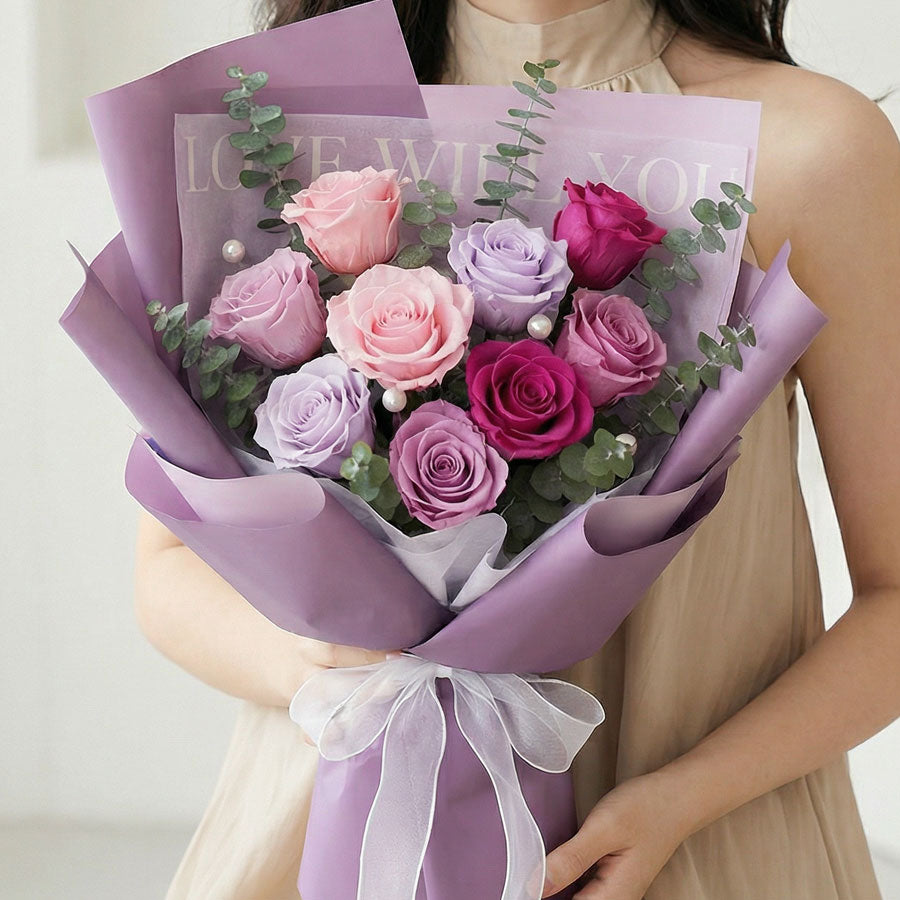 Premium Everlasting Twilight Lilac Rose Bouquet