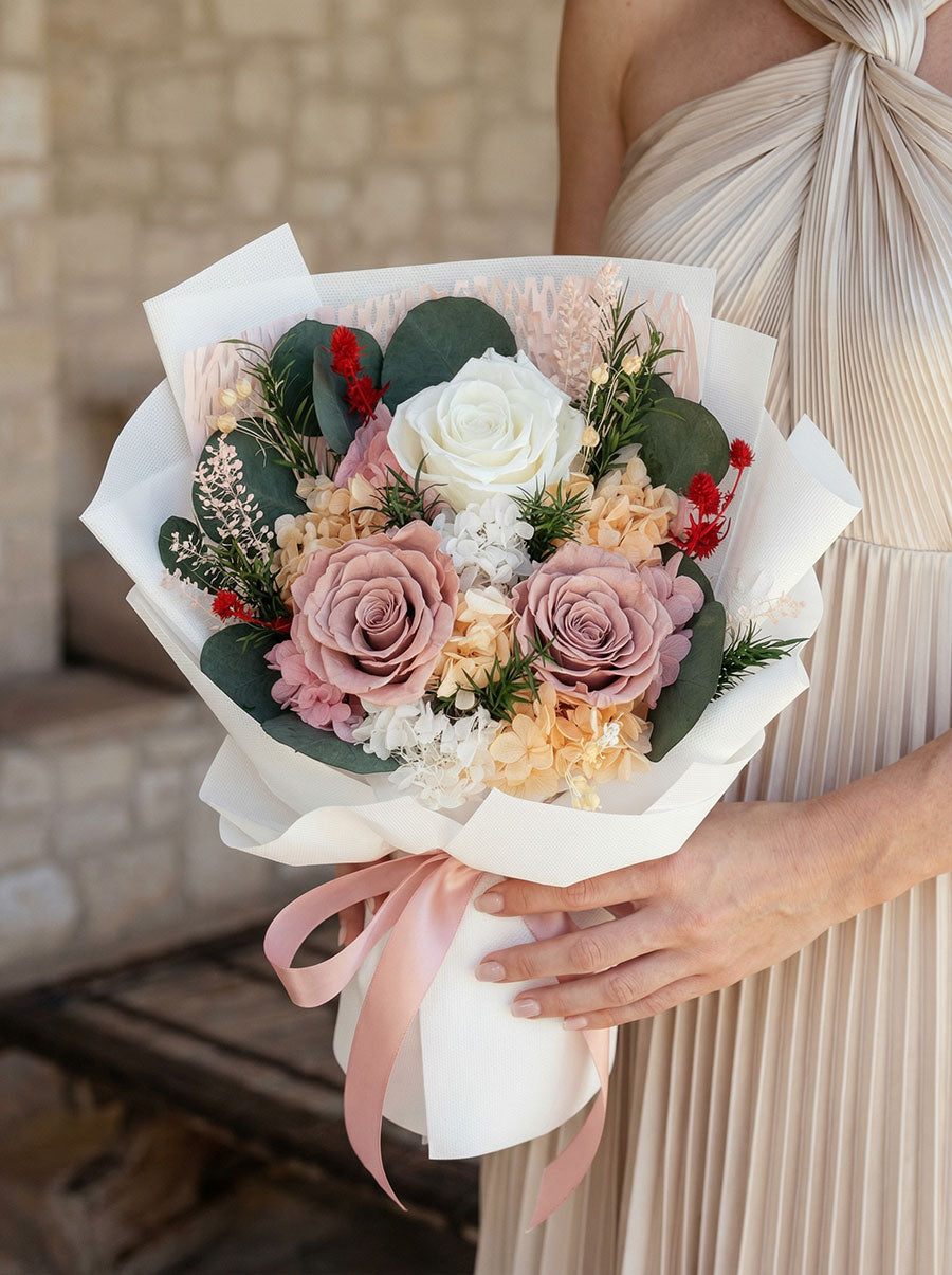 Eternal Blush Pink Rose Preserved Flower Bouquet