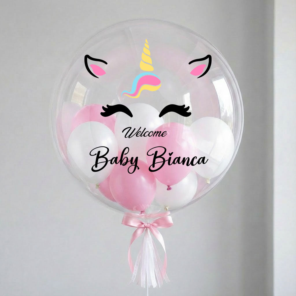 Customised Unicorn Welcome Baby Balloon