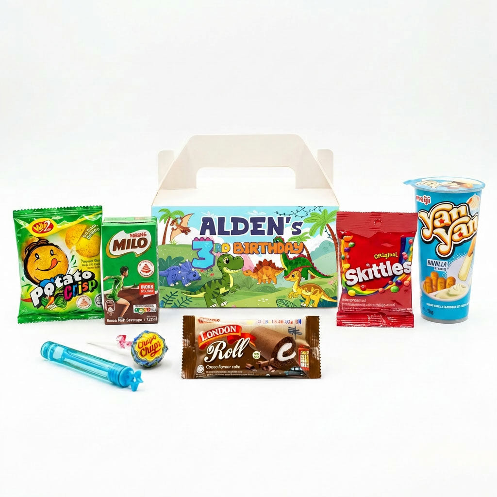 Custom Dinoland Treat Box with Snack Favours