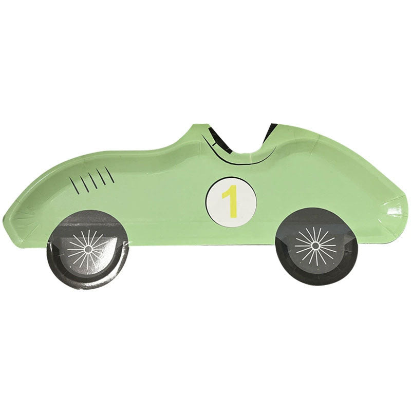 Racing Car Shaped Green Party Plates
