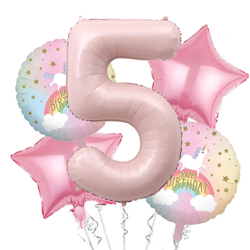 Jumbo Number Unicorn Rainbow Balloon Bouquet