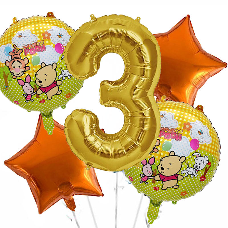 Jumbo Number Pooh Friends Balloon Bouquet