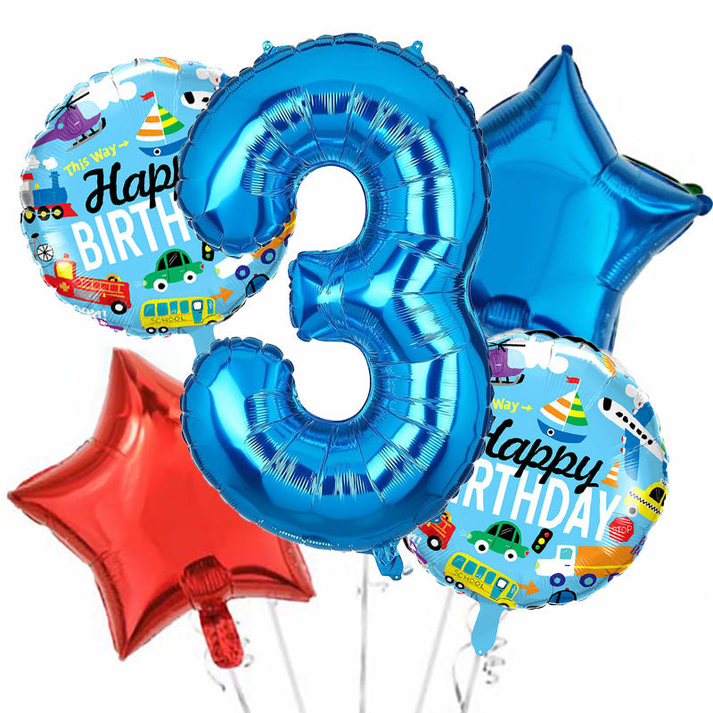 Jumbo Number Tranportation Balloon Bouquet