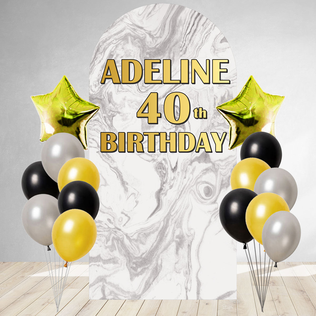 Marble Gold DIY Birthday Backdrop & Balloon Set