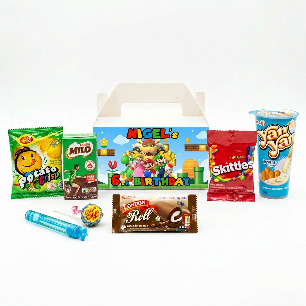 Custom Mario Treat Box with Snack Favours