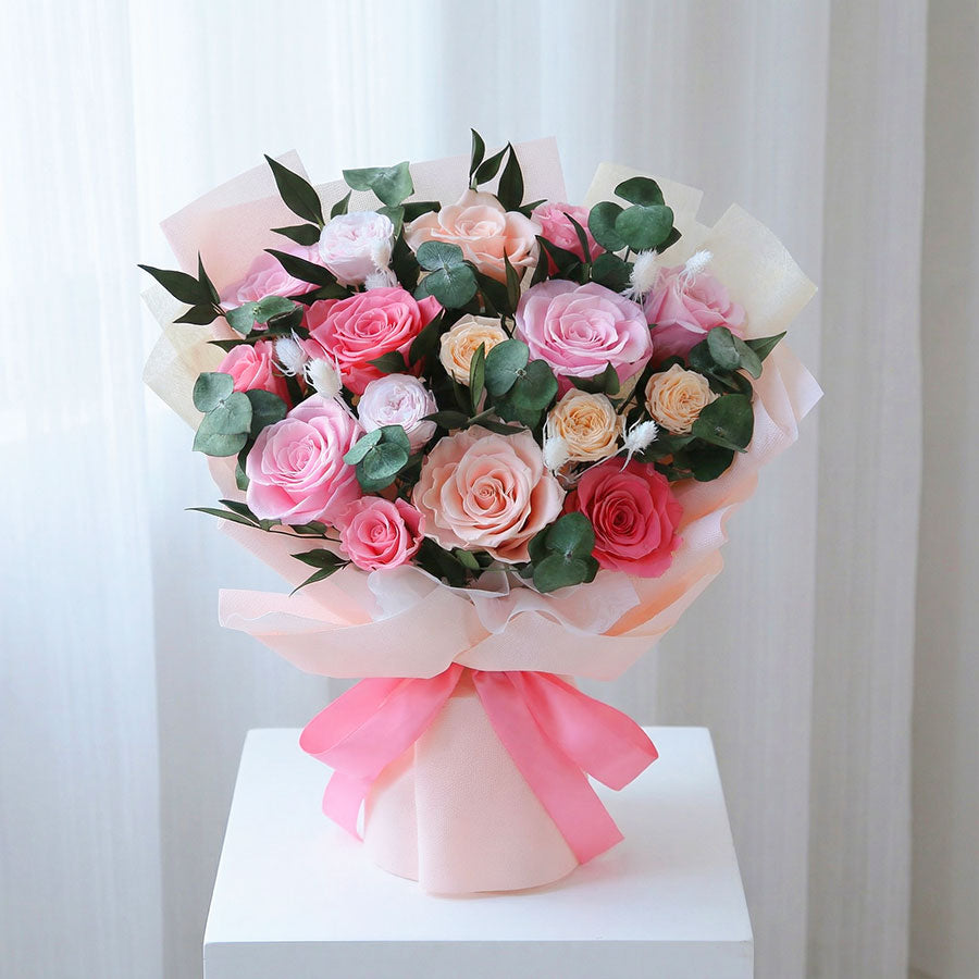 Premium Everlasting Blush Garden Rose Bouquet