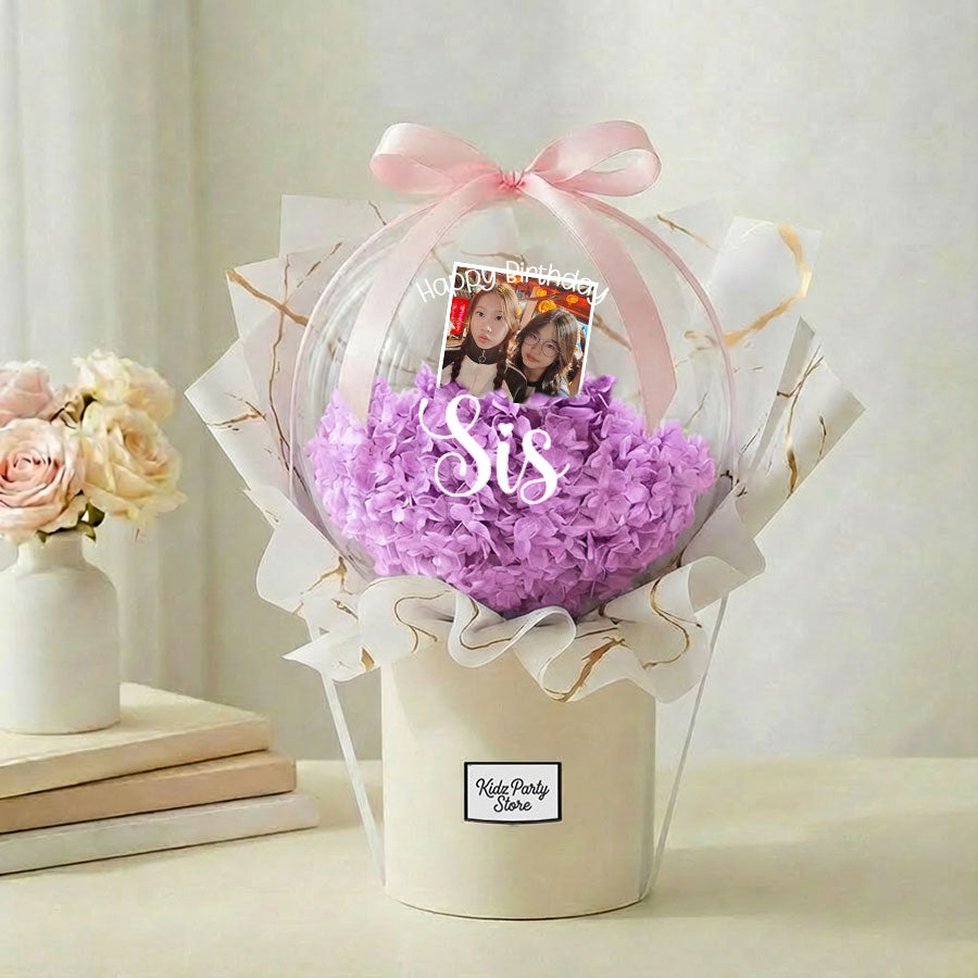 Everlasting Crystal Bloom – Pinkish Purple Hydrangea | Preserved Flower Gift