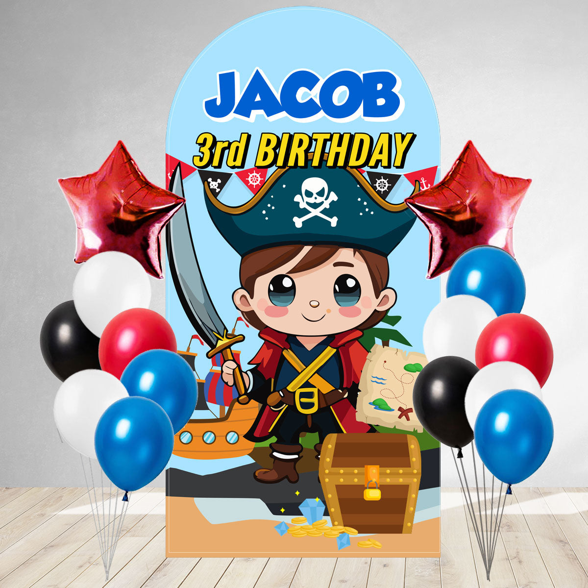 Pirates DIY Birthday Backdrop & Balloon Set