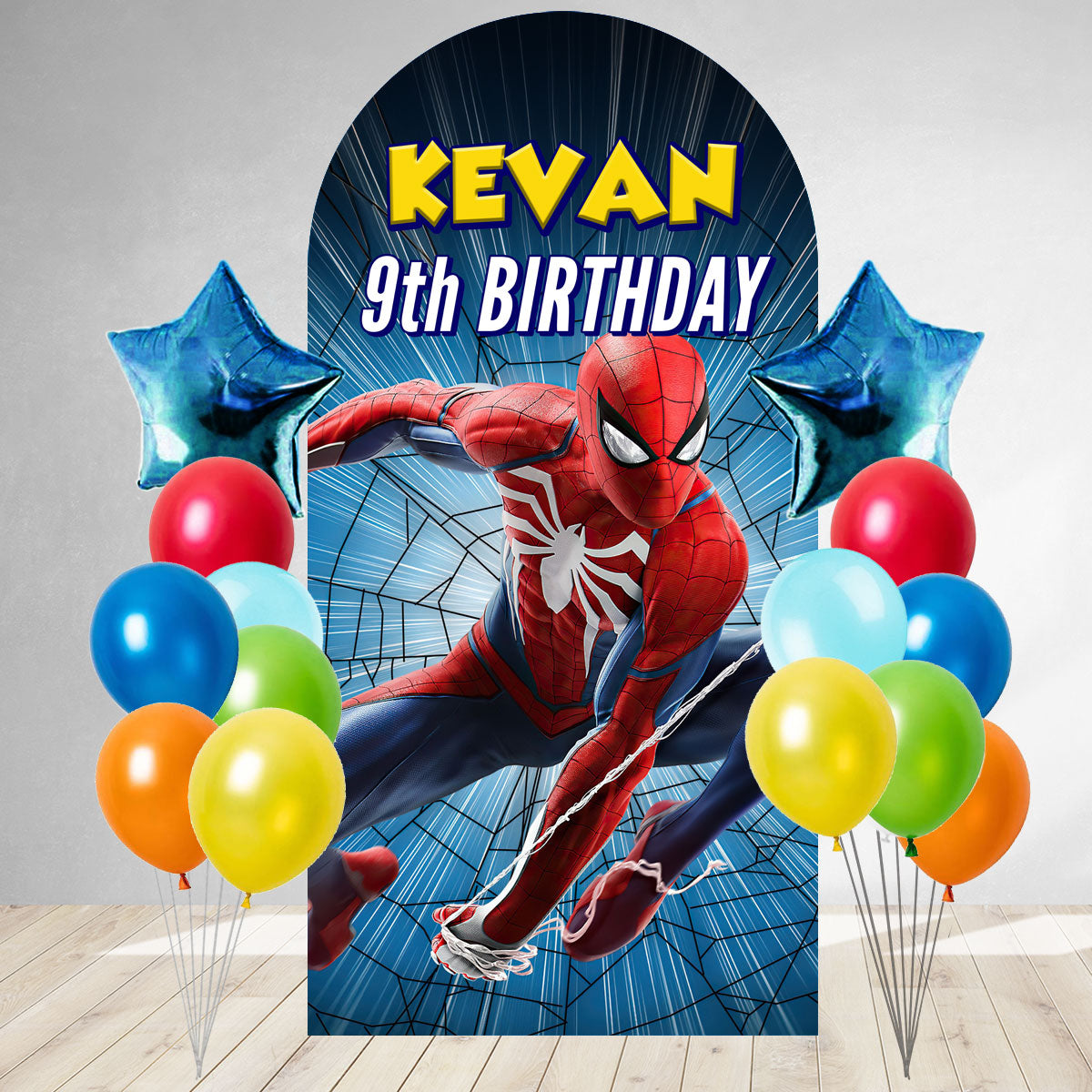 Spiderman Action DIY Birthday Backdrop & Balloon Set