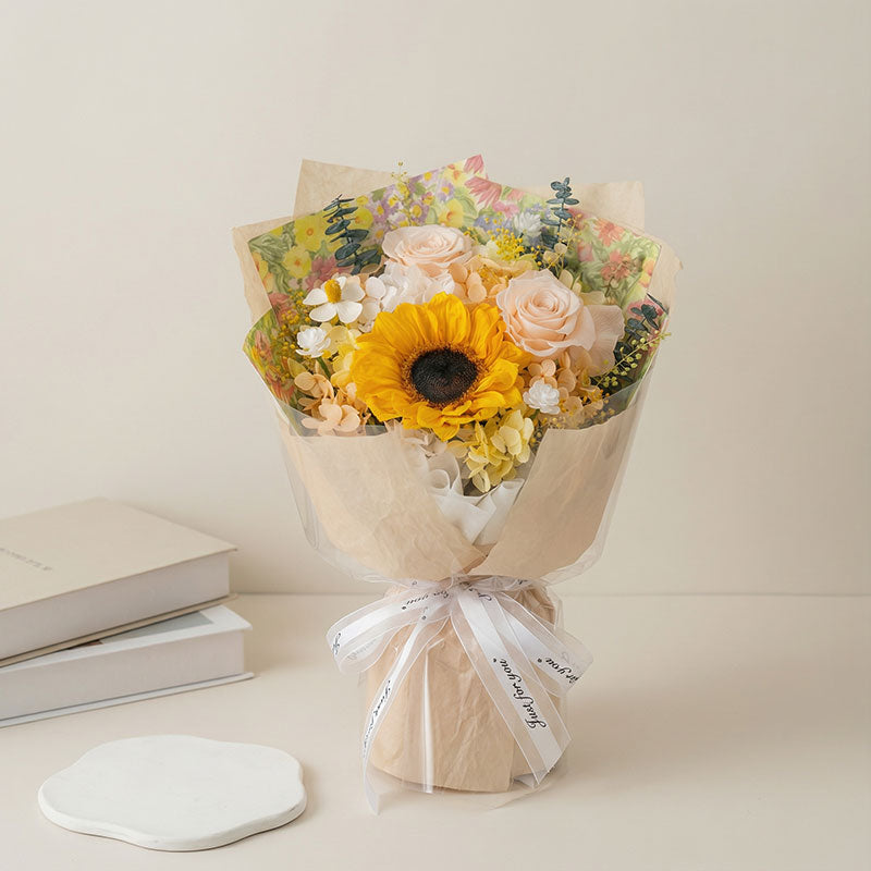 Everlasting Sunshine Rose Preserved Flower Bouquet