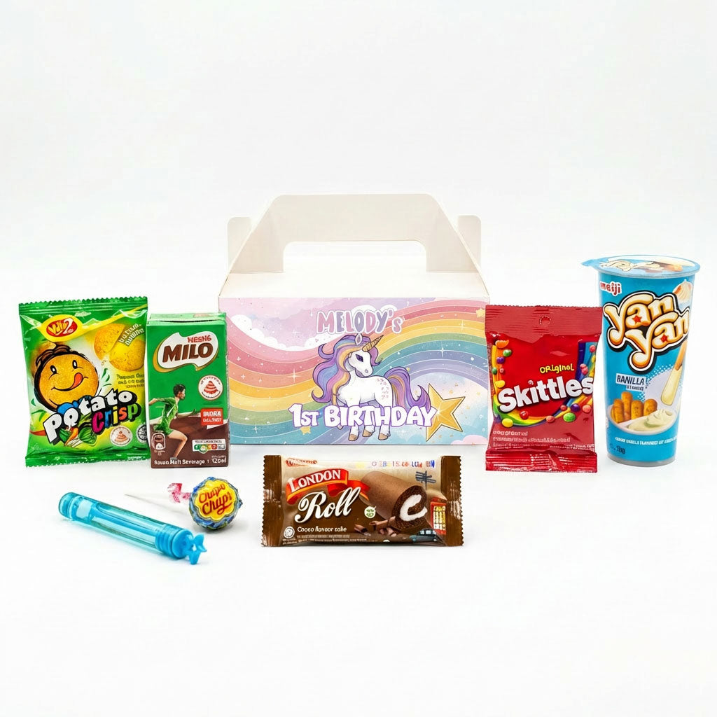Custom Unicorn Treat Box with Snack Favours