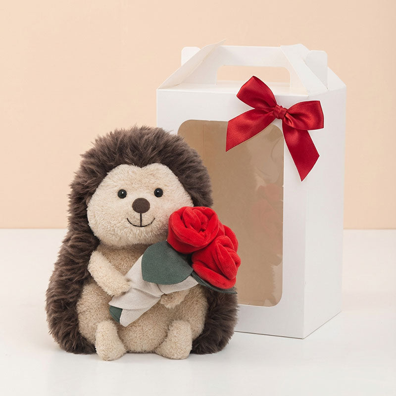 Valentine's Day Hedgehog with Red Rose Soft Toy