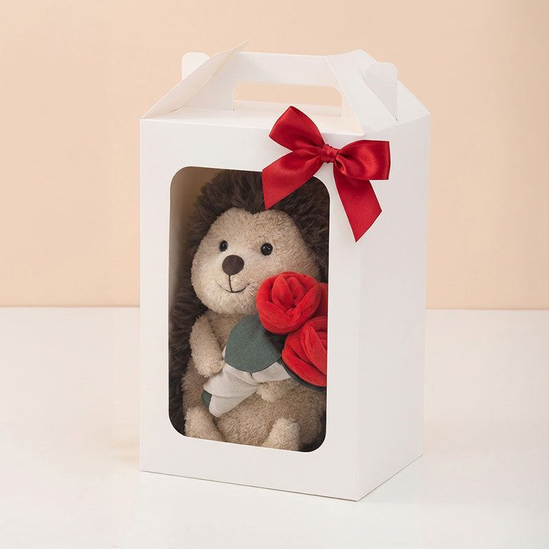Valentine's Day Hedgehog with Red Rose Soft Toy