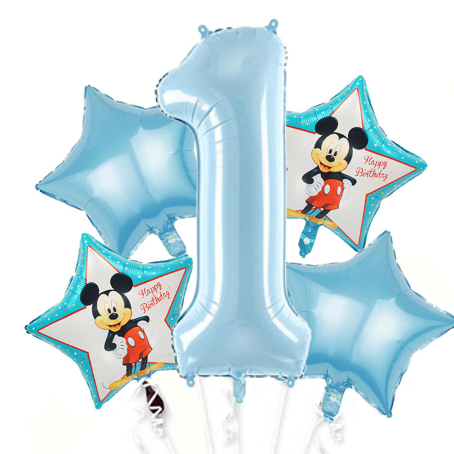 Jumbo Number Mickey Blue Balloon Bouquet