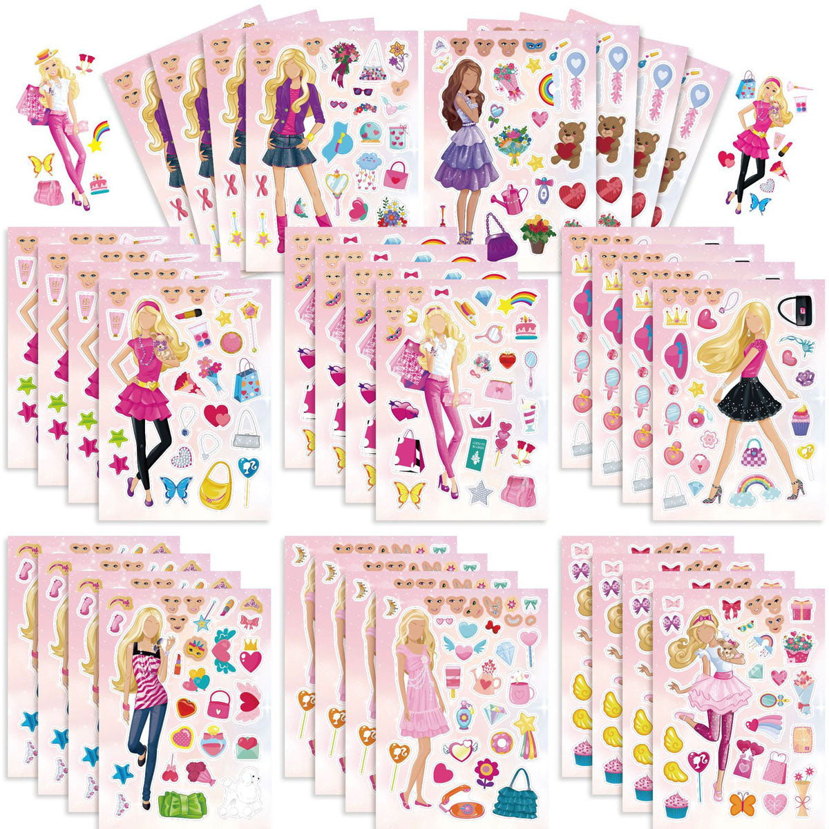 Barbie Doll Make a Face Activity Sticker Sheets (12pc)