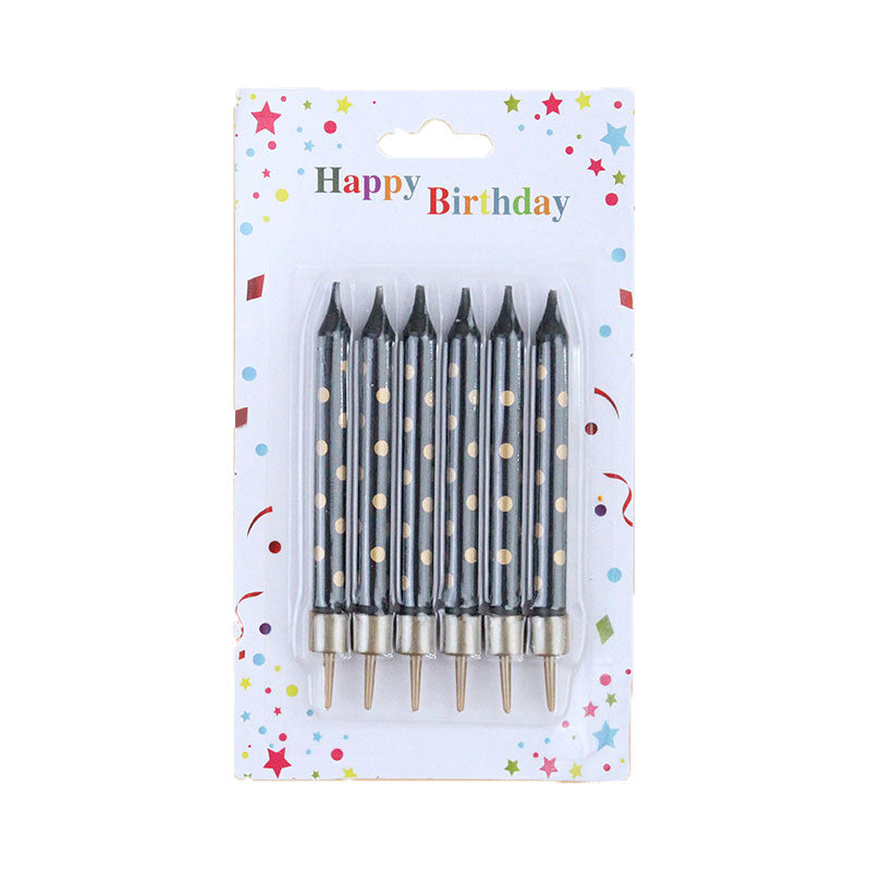 Black Gold Dots Cake Candles