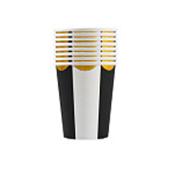 Black Stripes Gold Scallop Cups (10pc)