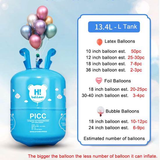 Disposable Tank for filling up 50 pieces of helium balloons.