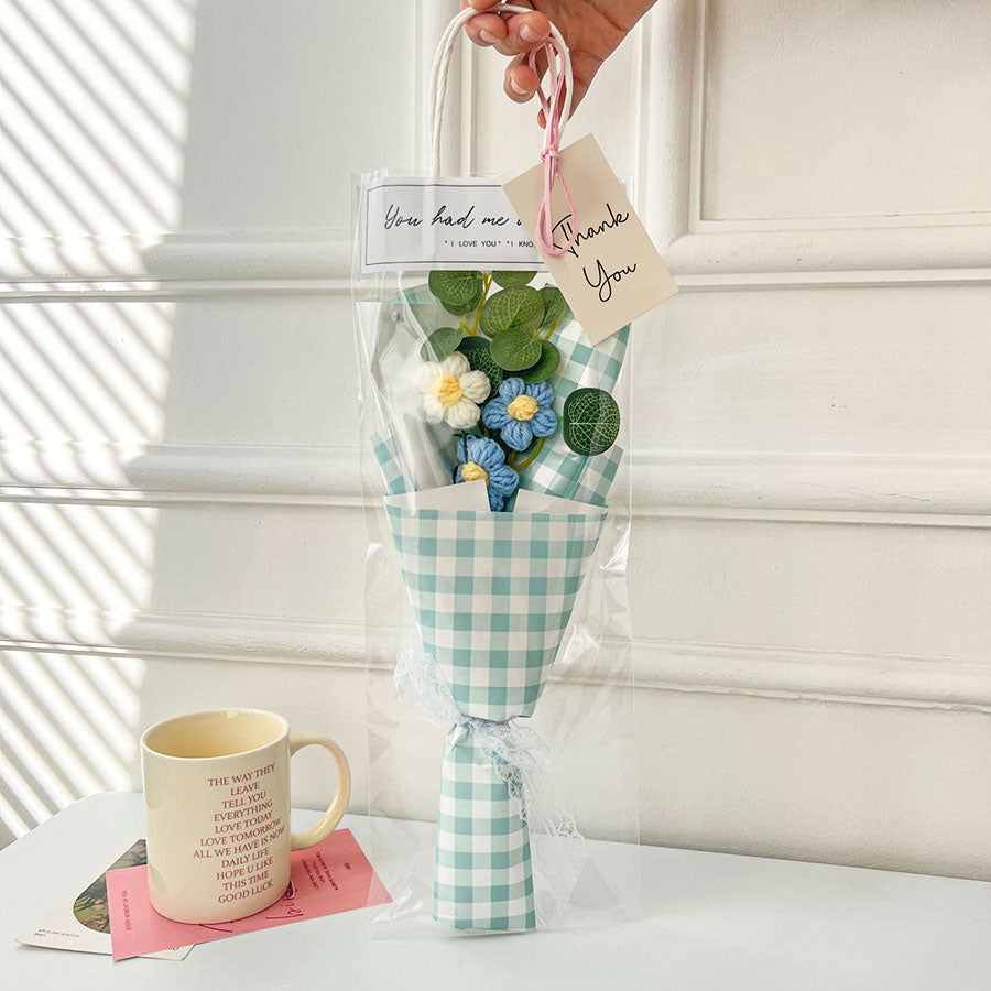 Blue Knitted Flower Bouquet