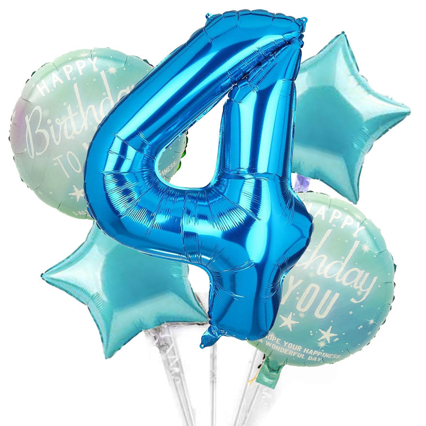Blue White Jumbo Number Birthday Balloon Bouquet