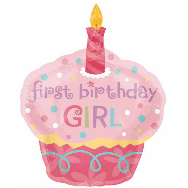 36" Cupcake Girl First Birthday Balloon