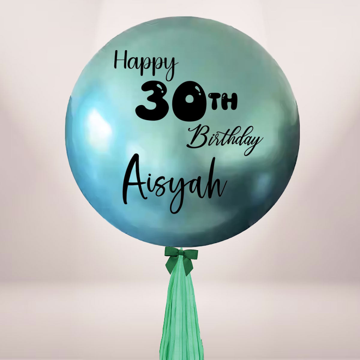 Customised 36" Chrome Green Latex Balloon with Tassels