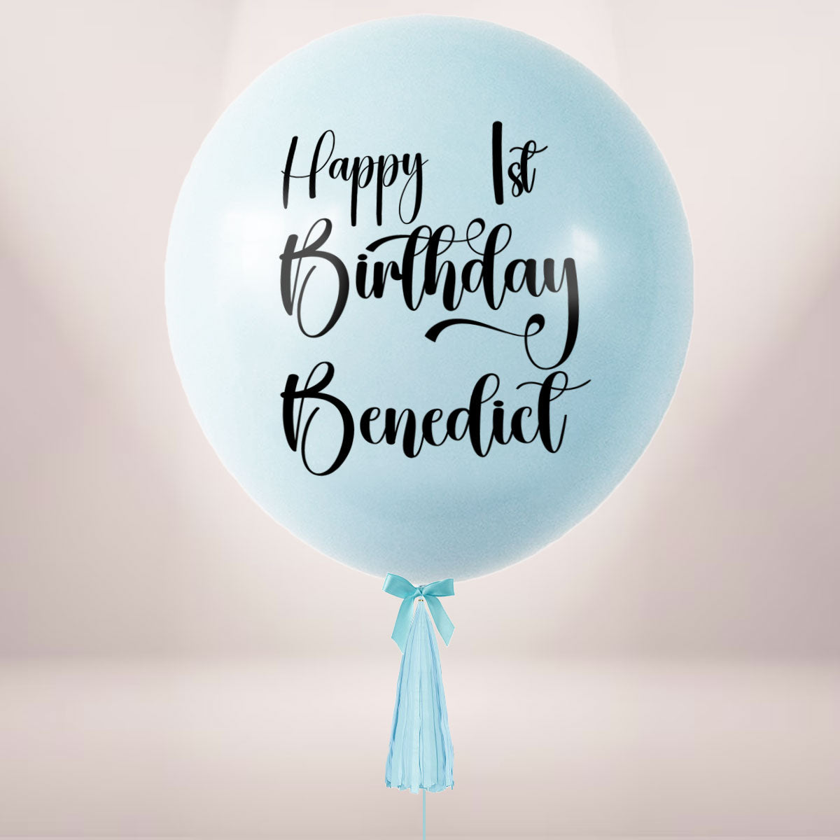 Customised 36" Macaron Blue Latex Balloon with Tassels