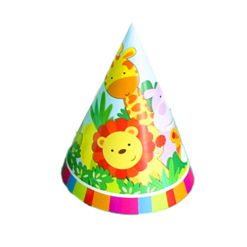 Cute Jungle Animals Cone Hats (6pc)