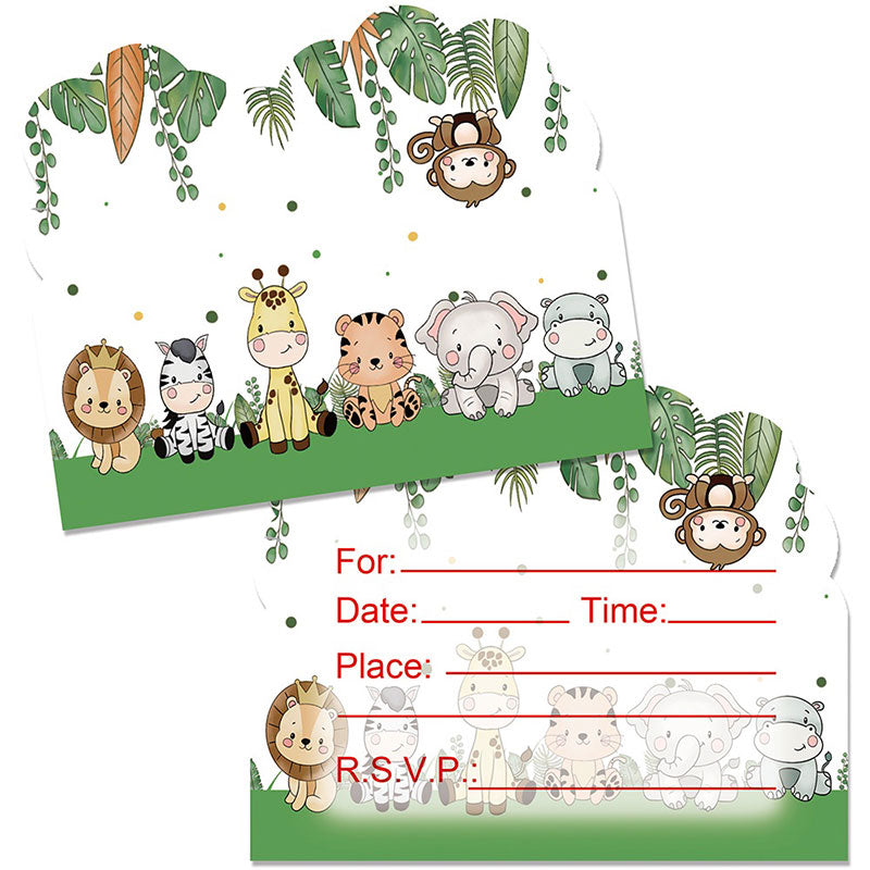 Cute Jungle Animals Invitation Cards