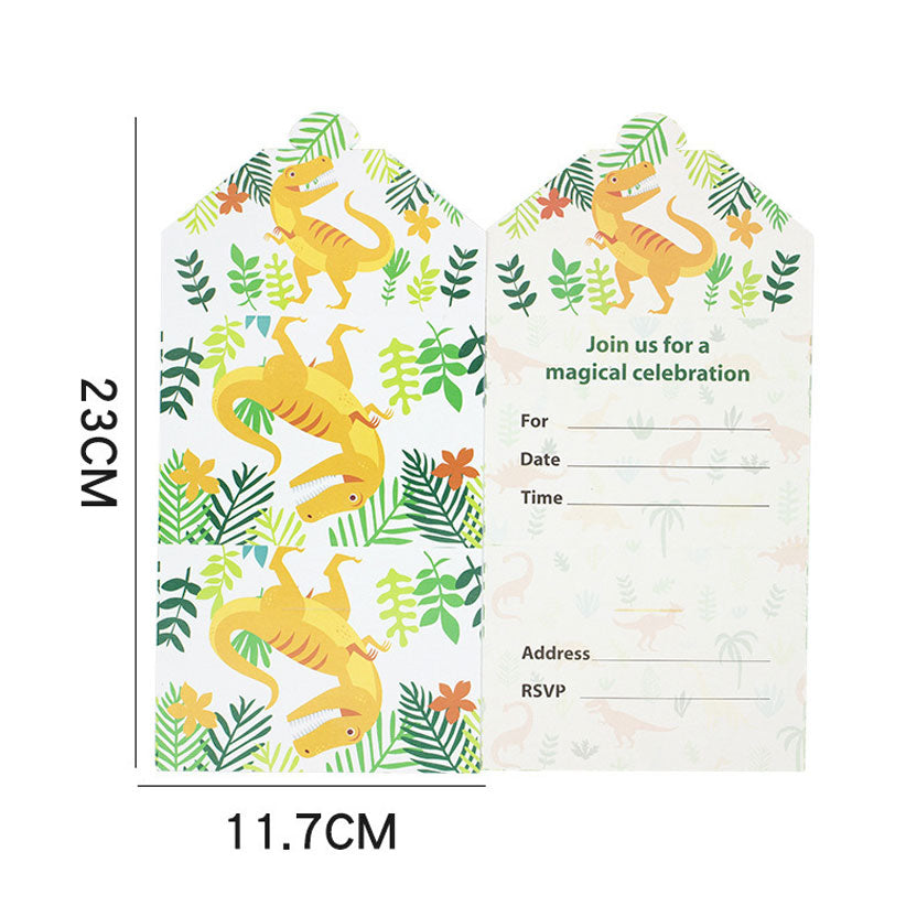 Dinosaur Motif Invitation Cards (16pc)