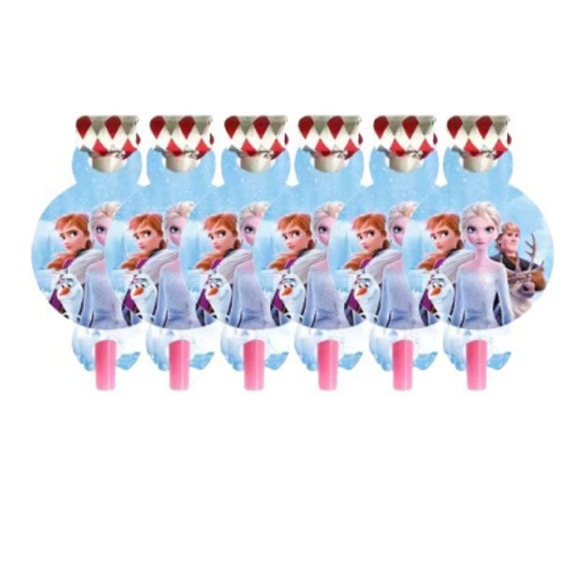 Frozen blowouts with heart shaped die cut card featuring Elsa and Anna. Include these Frozen Blowouts in your favor packs for you