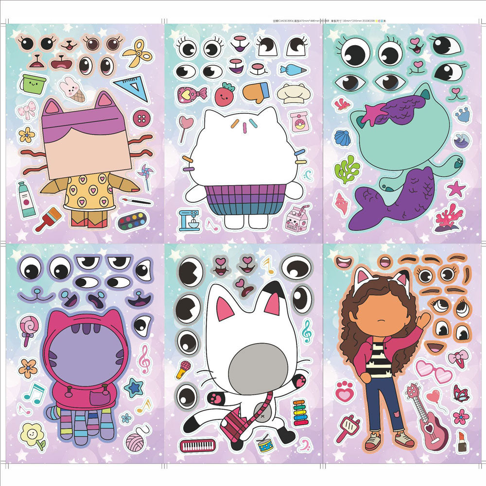 Gabby Doll House party favor with these make a face party stickers.