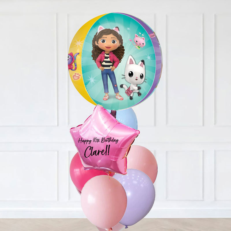 Gabby Dollhouse Orbz Customised Star Latex Balloon Bouquet