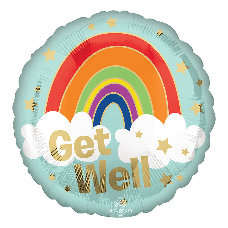18" Get Well Golden Rainbow Balloon