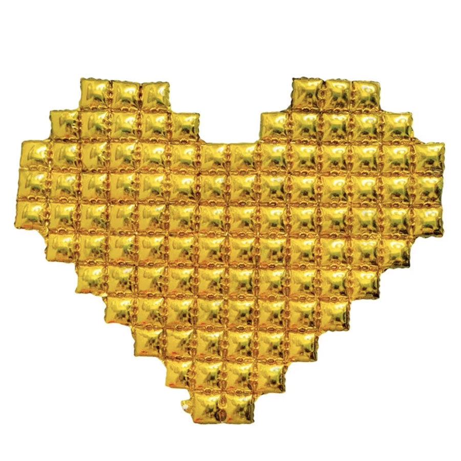 Gold Heart Shaped Grid Foil Balloon Backdrop Decor