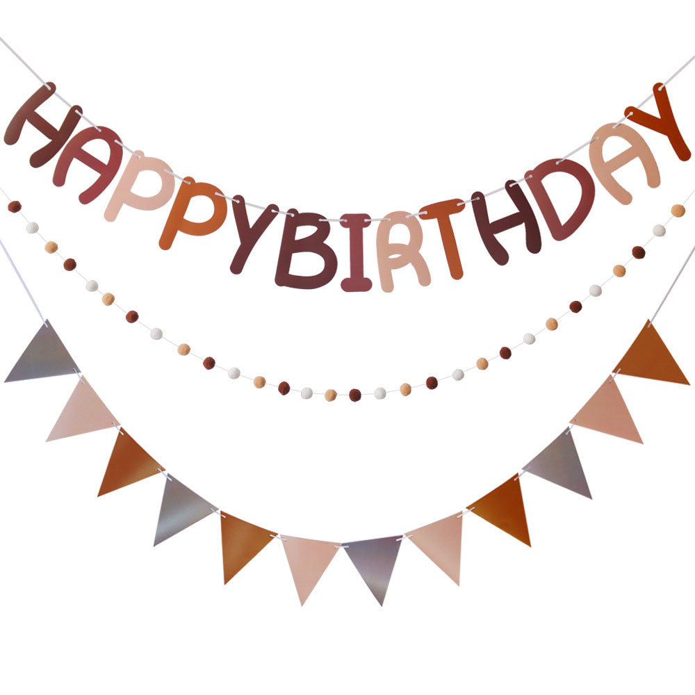 Brown Happy Birthday Letter & Flag Banner Set