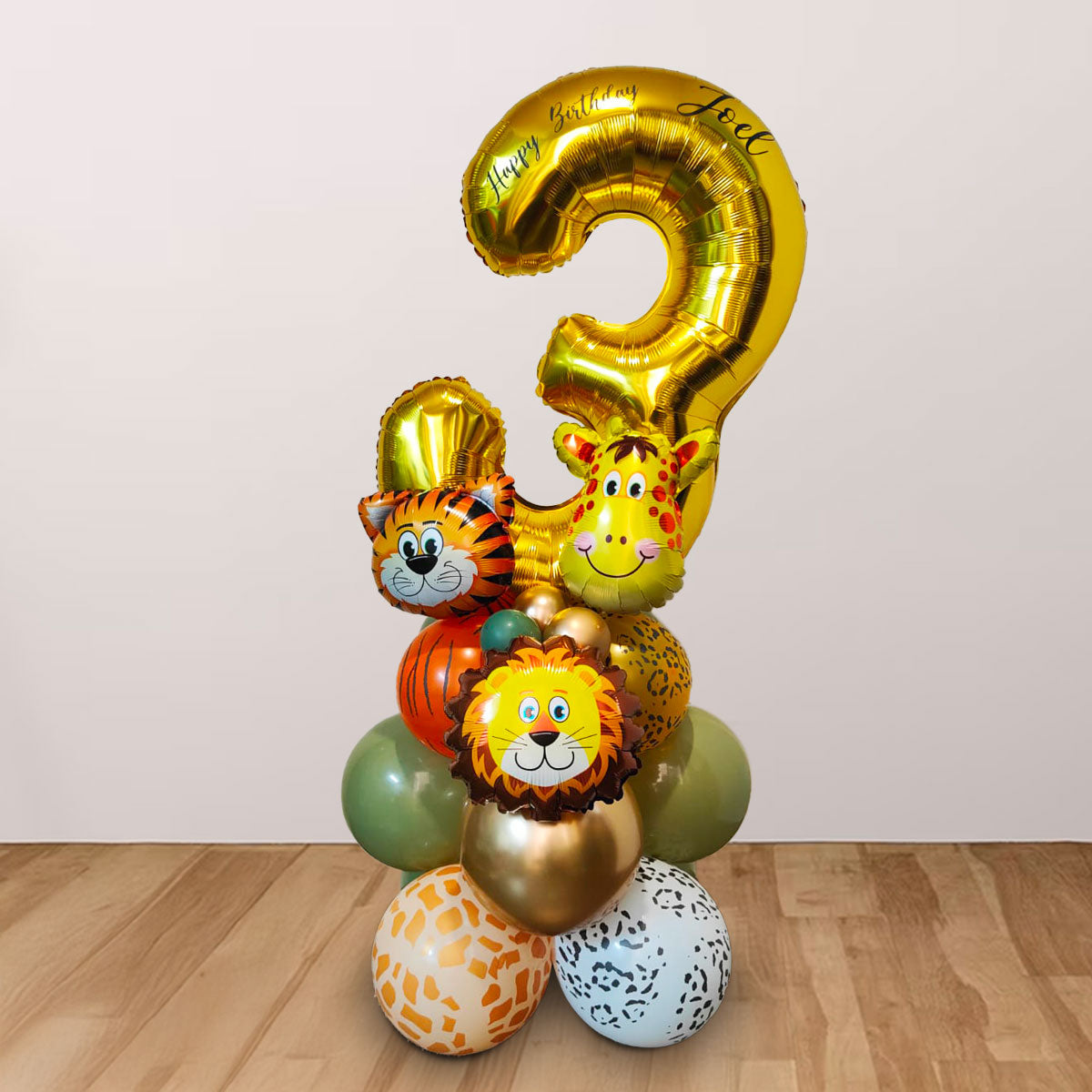 Jungle Animals themed balloon Column with Number