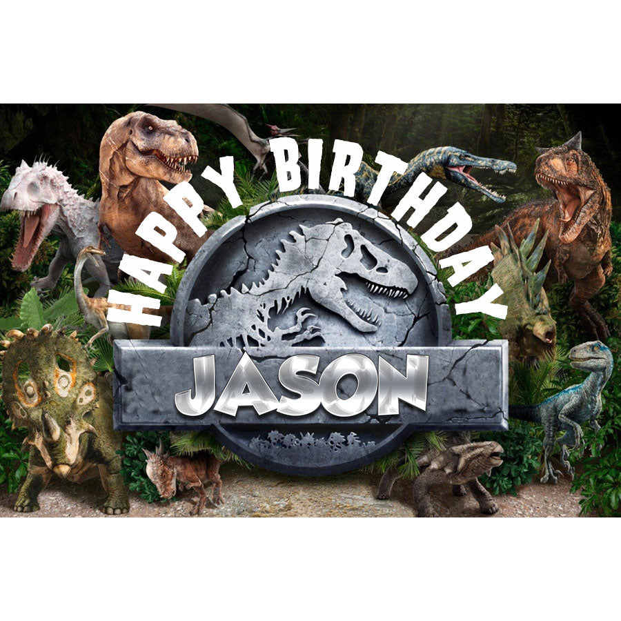 Dinosaur World Customised Birthday Backdrop