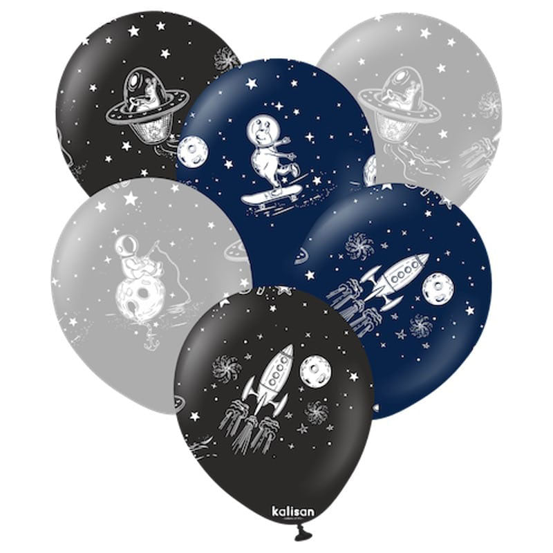 11" Space Aliens Happy Birthday Latex Balloons (5PC)