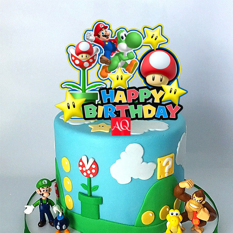 A marvellous acrylic cake topper to decorate the Super Mario themed birthday cake