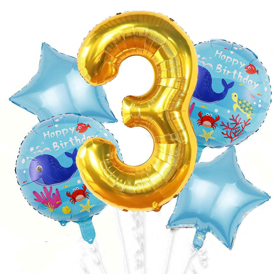 Jumbo Number Ocean Animals Balloon Bouquet