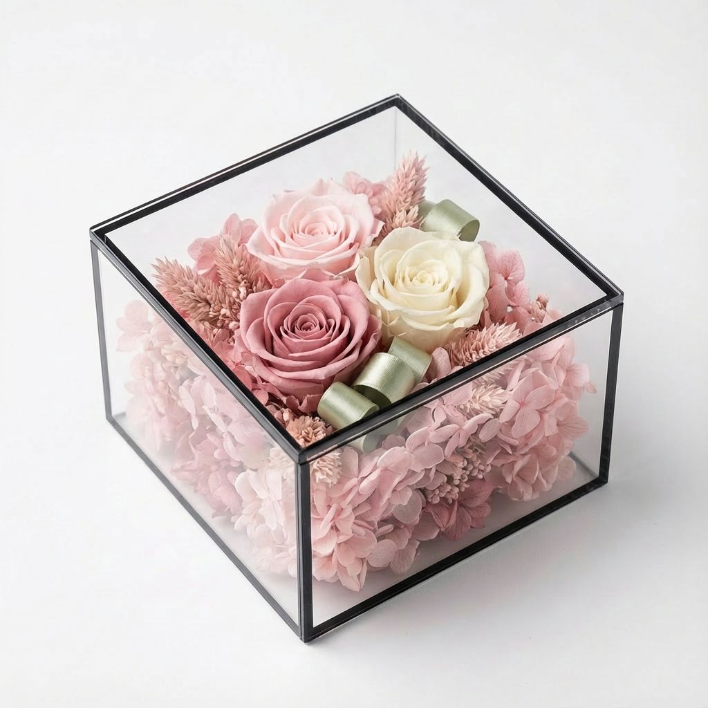 Everlasting Blush Rose Preserved Flower Box