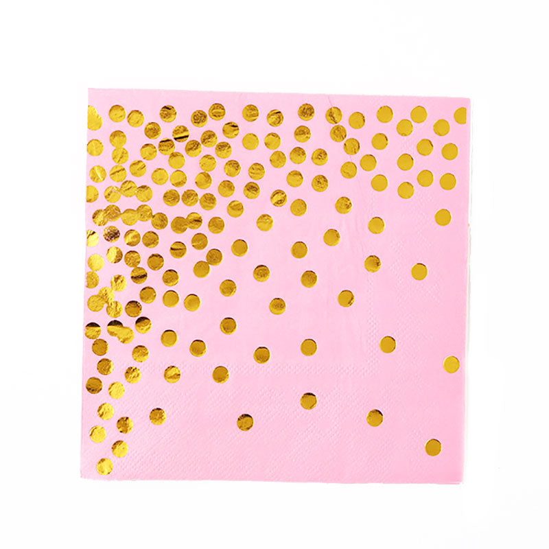 Pink napkins with gold foil dots!