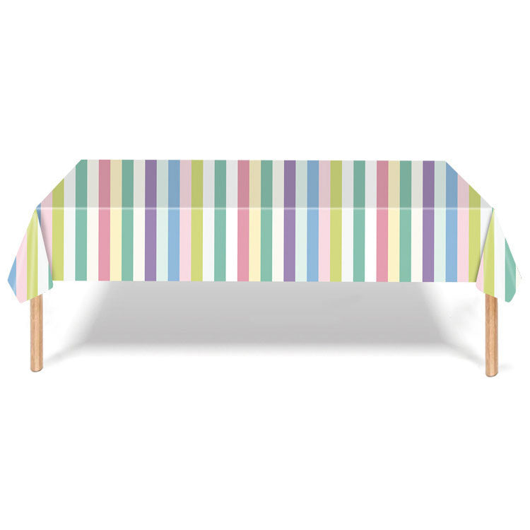 Rainbow Stripes Plastic Table Cover