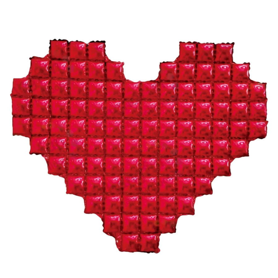 Red Heart Shaped Grid Foil Balloon Backdrop Decor