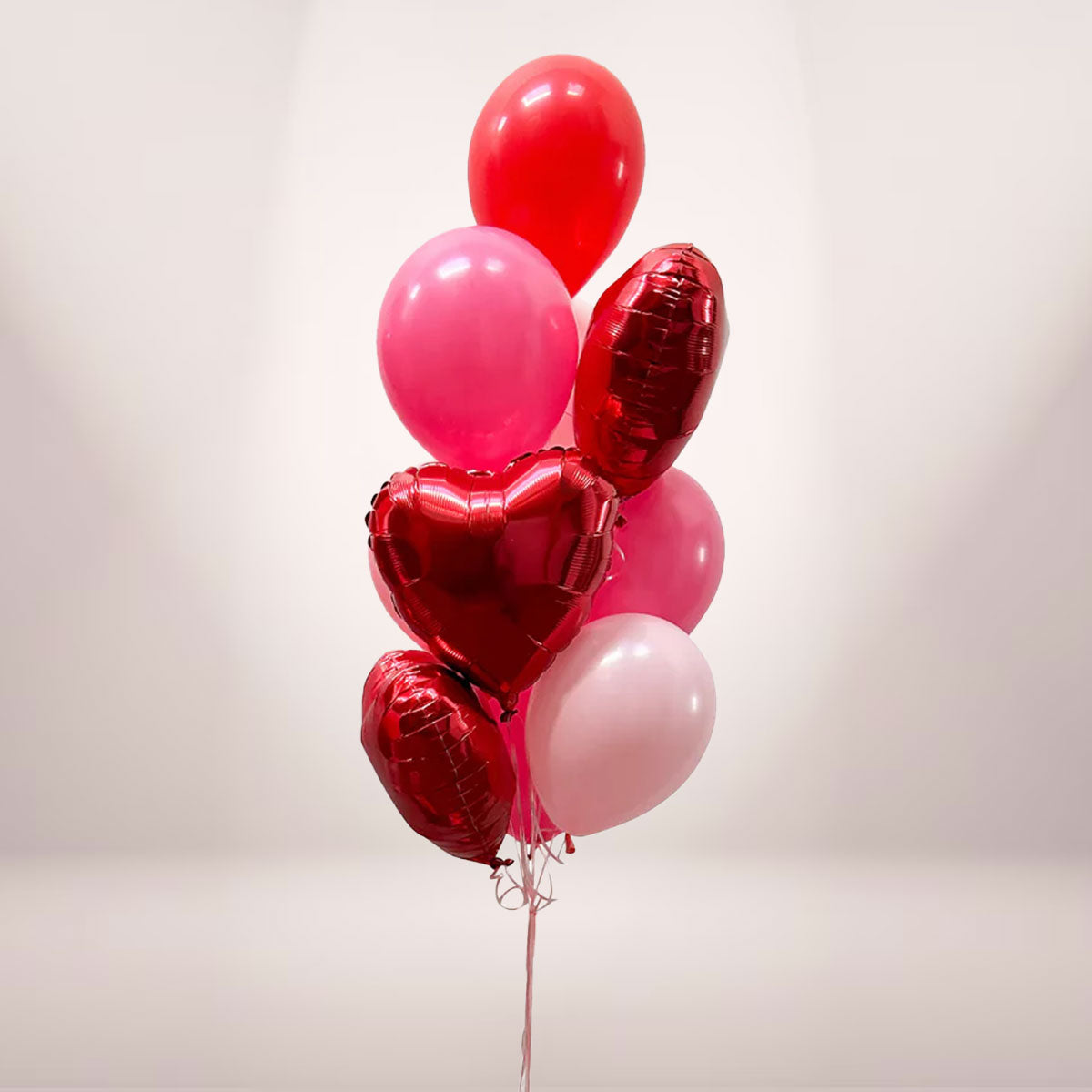 Red Hearts & Pink Latex Balloon Bouquet