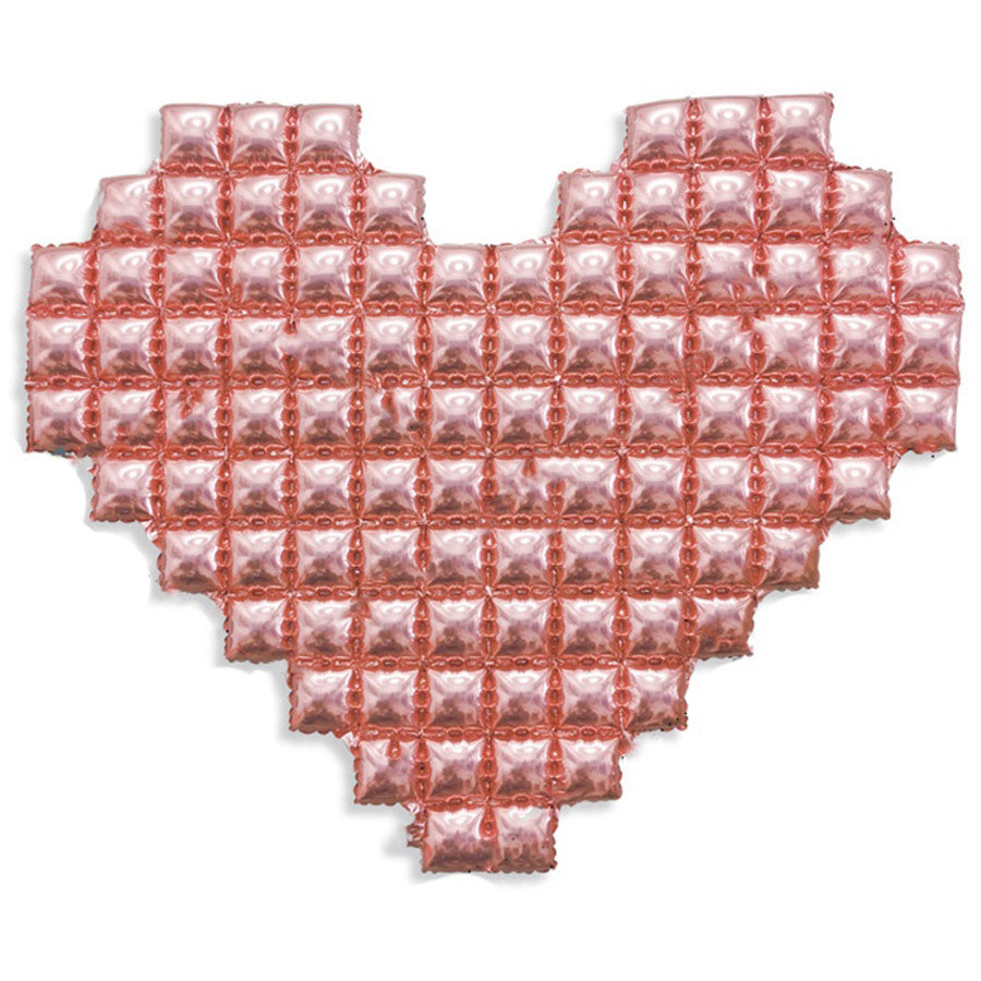 Rose Gold Heart Shaped Grid Foil Balloon Backdrop Decor